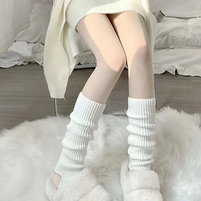 Lolita Knitted Leg Warmers - Hollowed Knee-High