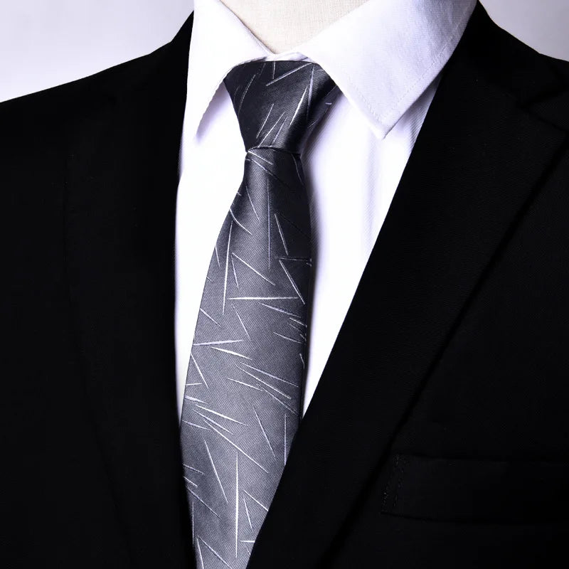 7CM Skinny Zipper Ties Solid & Striped Patterns
