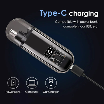 Wiederaufladbarer tragbarer Nasen- und Bartschneider für Männer – schmerzfreie Pflege