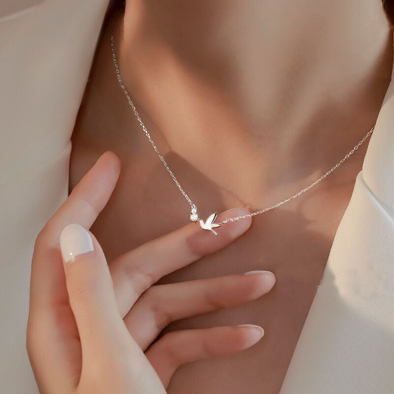 Cute Swallow Silver Clavicle Necklace