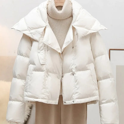 Korean Fluffy Hooded Bread Down Jacket