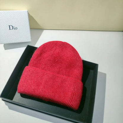 Women's Winter Knitted Beanie - Warm Cashmere Wool & Rabbit Fur Ski Hat