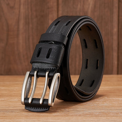 Men's Vintage Double Pin Buckle Leather Belt