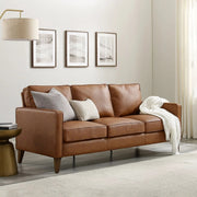 Faux Leather Sofa Saddle Brown
