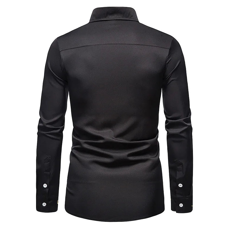 Men Long Sleeve Casual Slim Fit Plus Size  Shirt