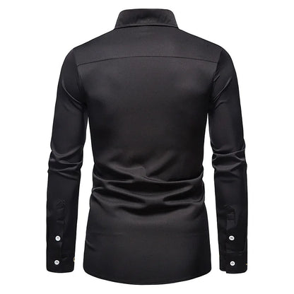 Men Long Sleeve Casual Slim Fit Plus Size  Shirt