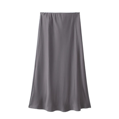 Damen Midi-Plissee-Rock aus Satin