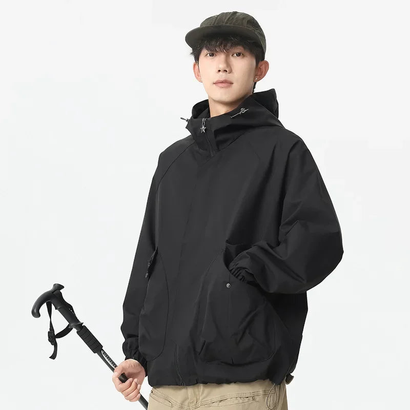 Men Loose Sweatshirt  Adjustable Pockets
