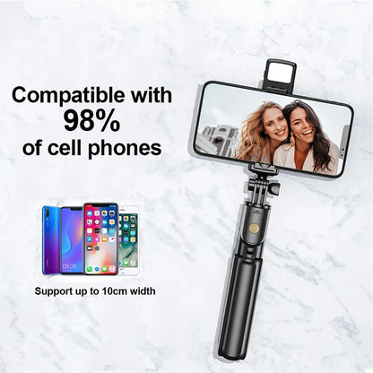 Trépied perche à selfie sans fil avec lumière, télécommande Bluetooth pour iPhone, diffusion en direct TikTok