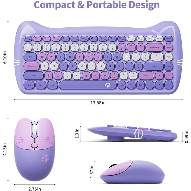 Mofii Cute Cat Design Wireless Keyboard & Mouse