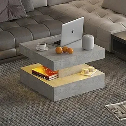 Coffee Table with Detachable Tray and Plug-in 16-color LED