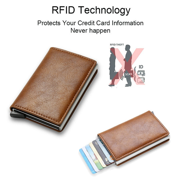 Rfid Credit Card Holder Men Wallets Bank Cardholder Case Small Leather Slim Thin Magic Mini Wallet Smart Minimalist Wallet