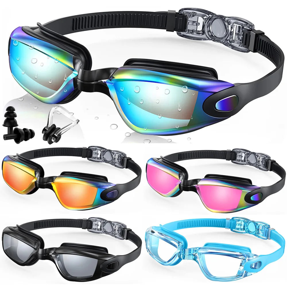 Colorful Electroplated Competition Swim Goggles for Adults