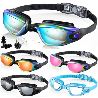 Colorful Electroplated Competition Swim Goggles for Adults