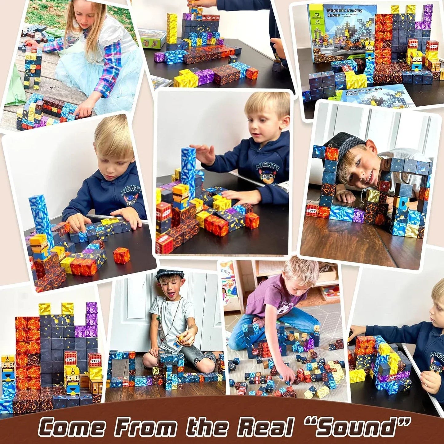 Magnetic Building Block Cube Mine World Set DIY Model STEM Sensory Toy for Kids Ages 3+ Boys Girls