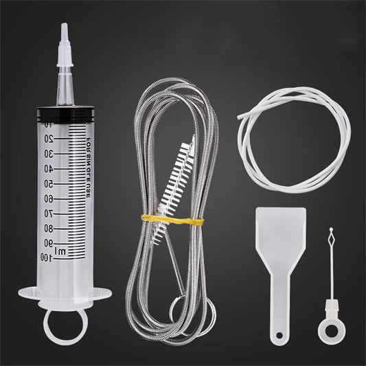 Refrigerator Drain Cleaning Kit with Brush - Syringe and Hose