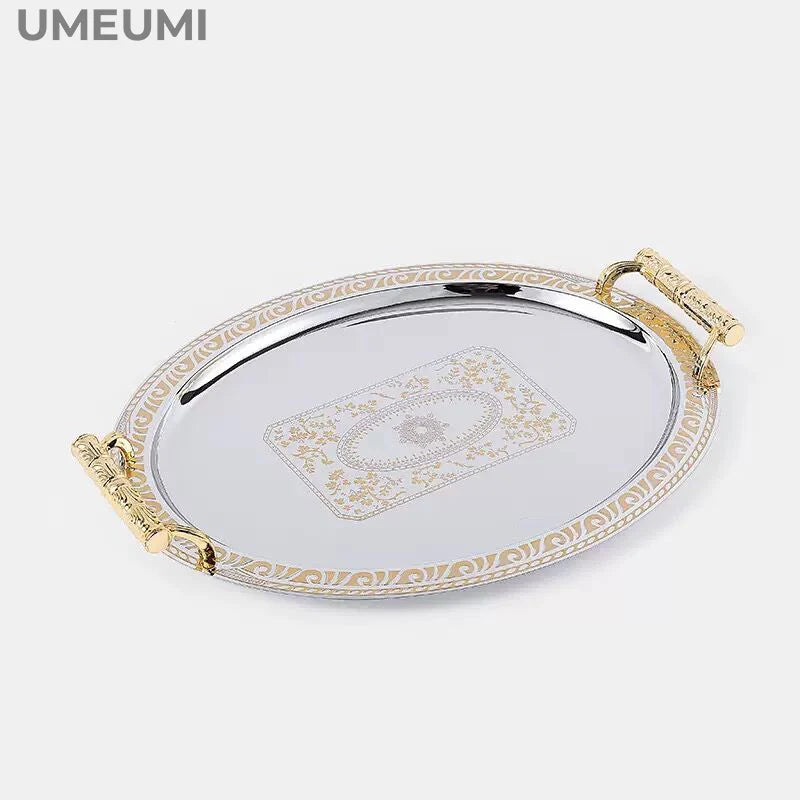 Opulent Oval Golden Serving Tray