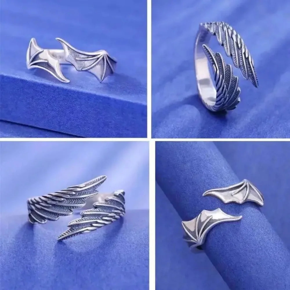 couples rings, angel wing rings, adjustable rings, eye rings, wing rings, couples bands, wing ring, angel rings, jewelry rings, ring bands, demon rings