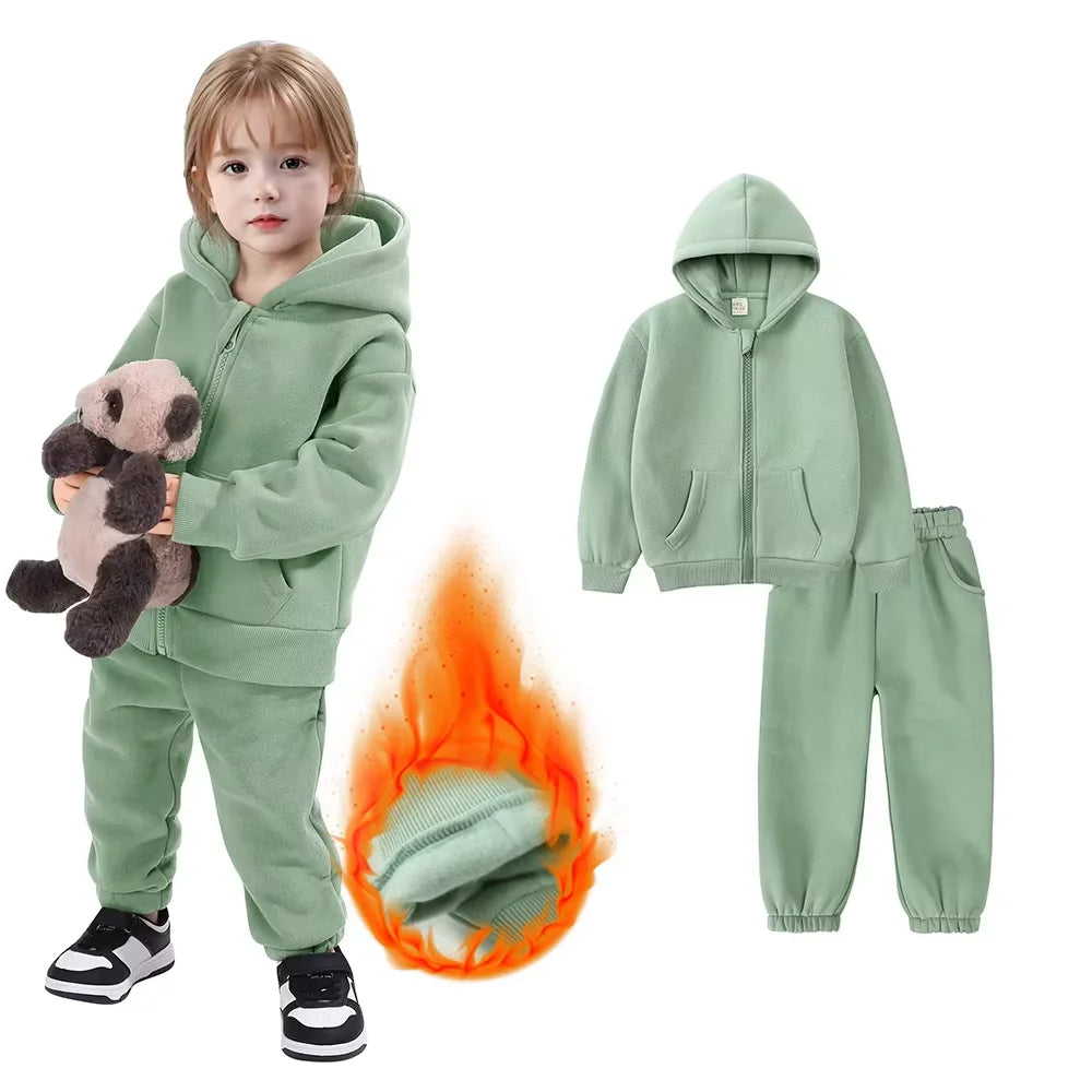 Toddler Winter Clothing with Plush Hooded Sweater