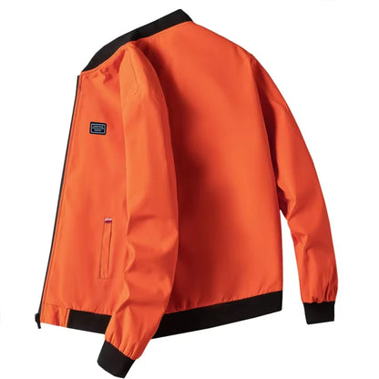 Veste coupe-vent zippée à col de baseball solide pour hommes