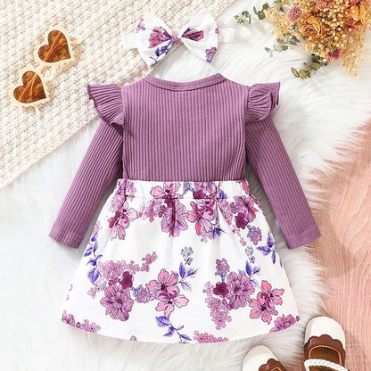 Adorable tenue florale rose pour bébé fille pour le printemps et l'automne