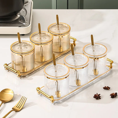 European Acrylic Striped Seasoning Jar Set
