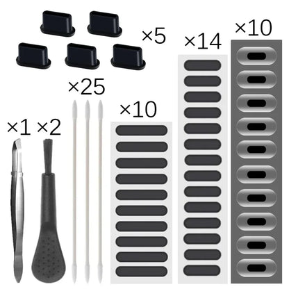 Universal Dust Plug and Mesh Sticker Set - Charge Port Protector for Mobile Phones