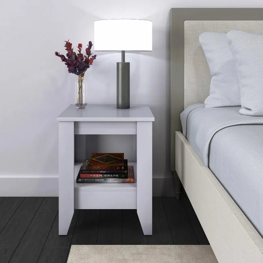 Modern White 2-Tier End Table