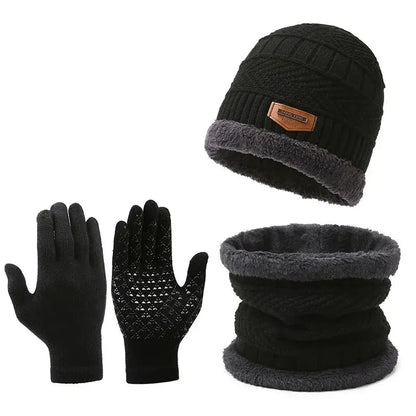 Men's Winter Windproof Hat Scarf - Gloves Set