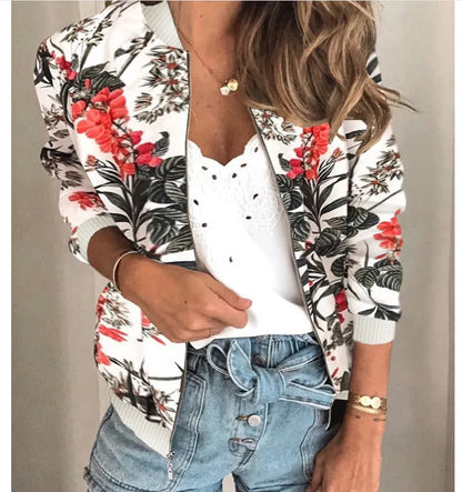 Blouson aviateur à imprimé floral pour femme