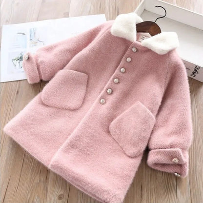 Manteau en velours imitation vison pour enfants coréens