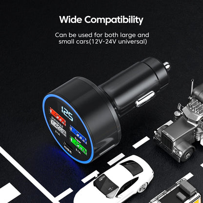 150W 5-Port Car Charger - Super Fast Charging PD QC3.0 USB C