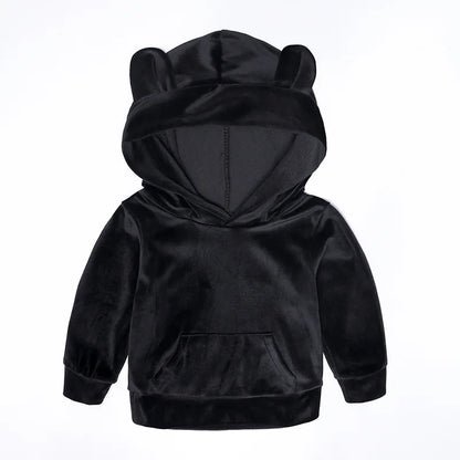 Boys Girls Velvet Hooded Baby Coats