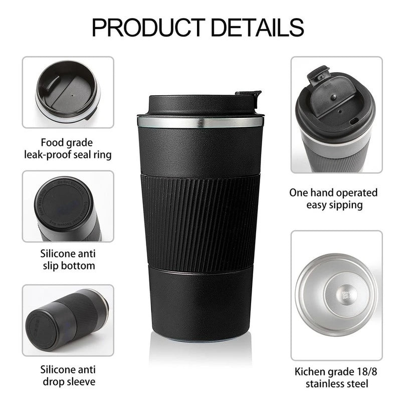 380ml/510ml Stainless Steel Non-Slip Travel Coffee Mug