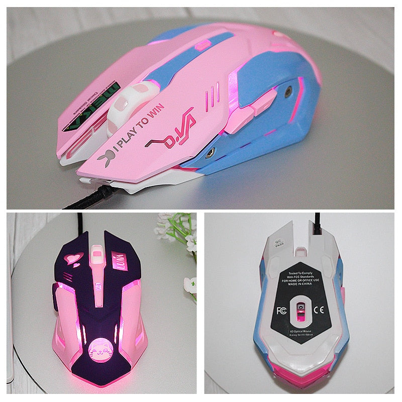 Pink Glow Mouse-Girls' Gaming Delight
