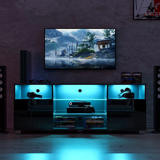 Meuble TV 65 pouces avec lumières LED