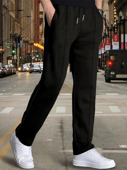 High Waist Men's Waffle Suit Pants