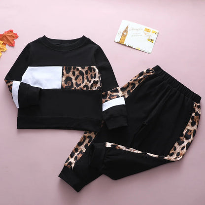 Girls' Clothing Round Neck Long Sleeve Top Pants