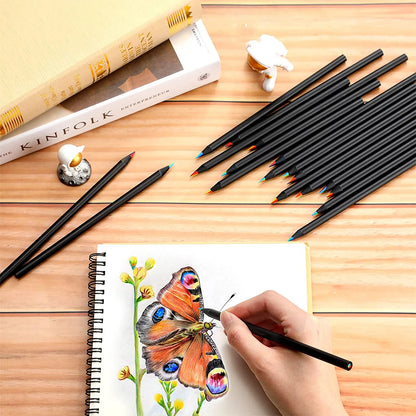 7-in-1 Rainbow Colored Black Wood Pencils