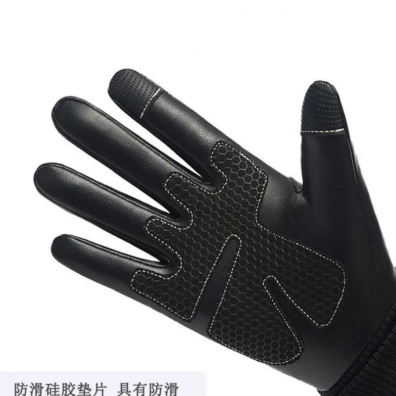 Waterproof PU Leather Winter Gloves - Flip-Finger