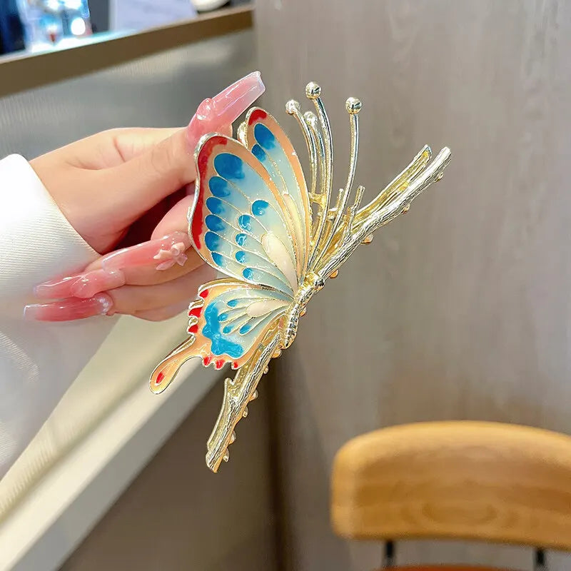 Pince à cheveux papillon en métal pour femme