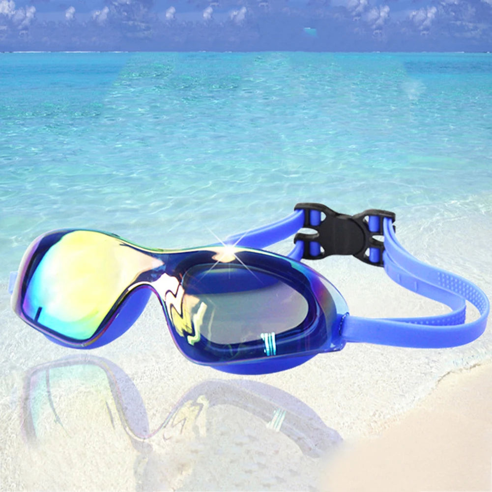 Lunettes de natation professionnelles à grande monture - Lunettes antibuée pour adultes