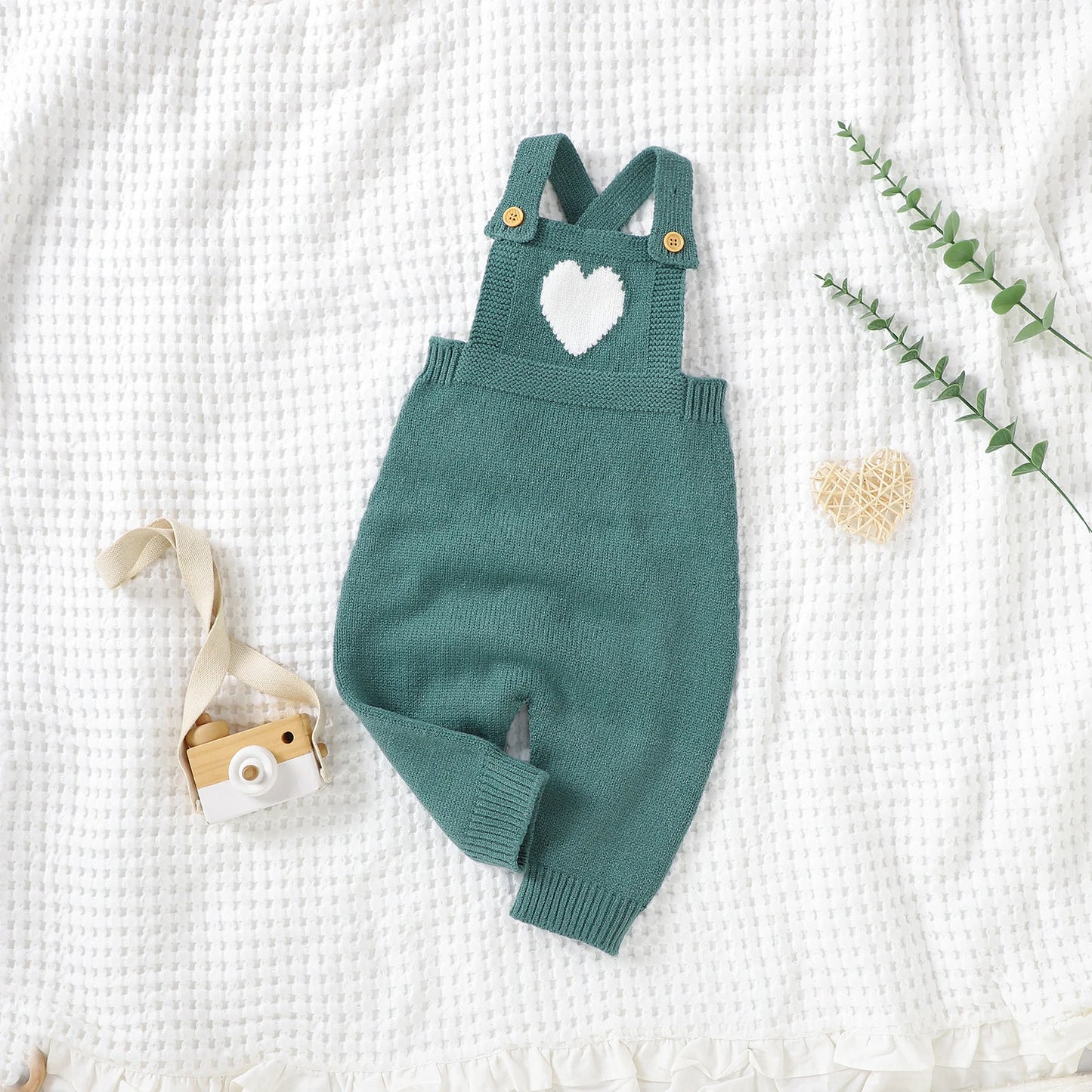 Heart-Shaped Sleeveless Knit Romper for Babies