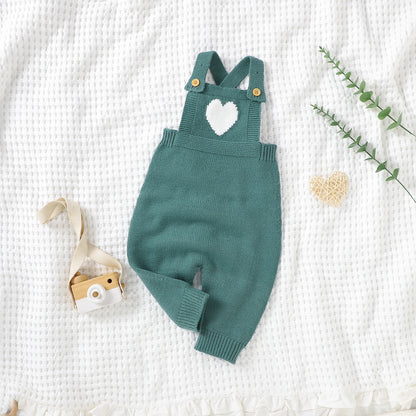 Heart-Shaped Sleeveless Knit Romper for Babies