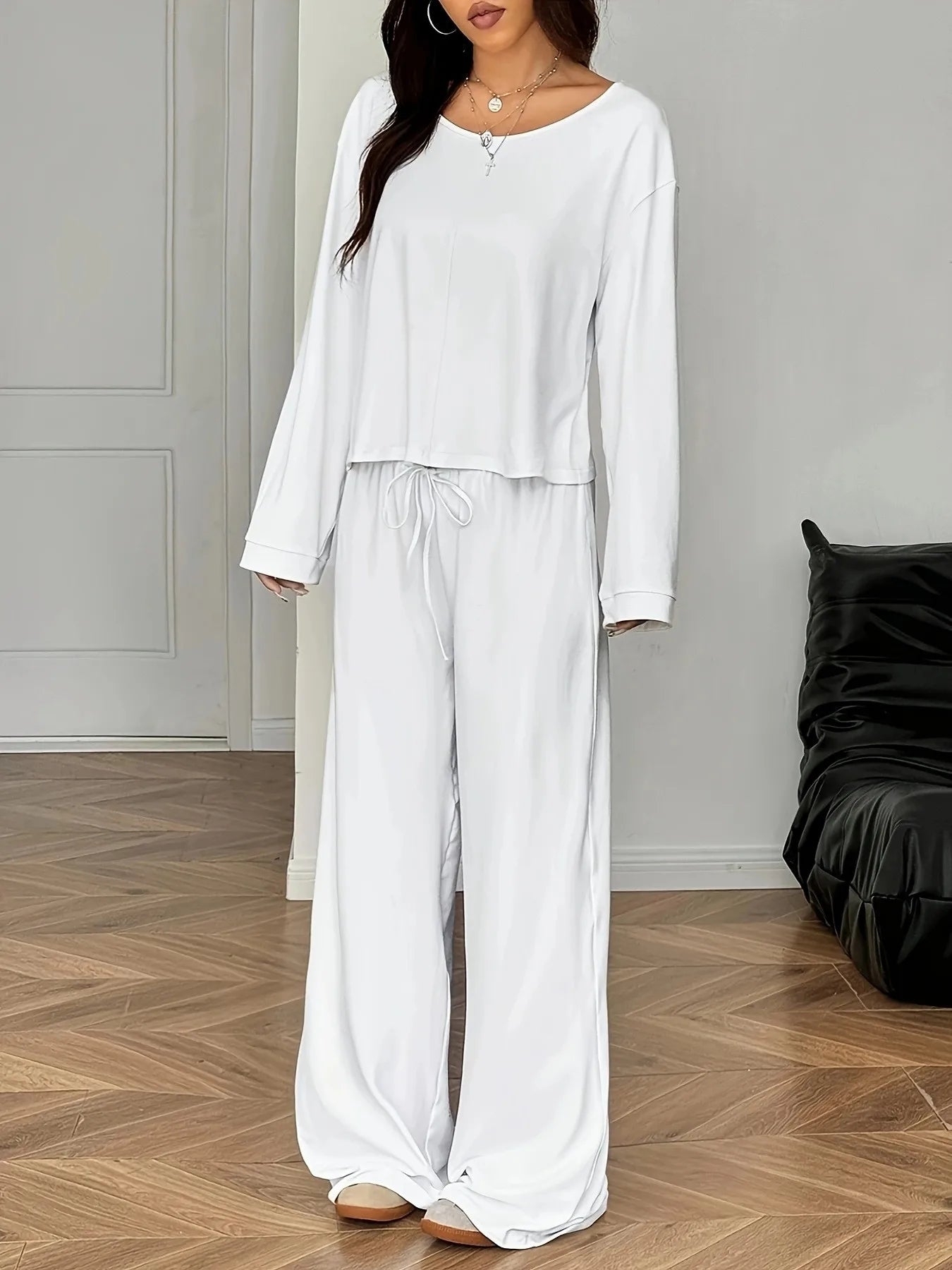 Sommerliches 2-teiliges Set mit Fledermausärmeln und V-Ausschnitt