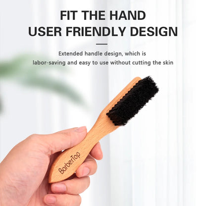 Brosse à barbe avec manche en bois – Outil de plumeau pour barbier.