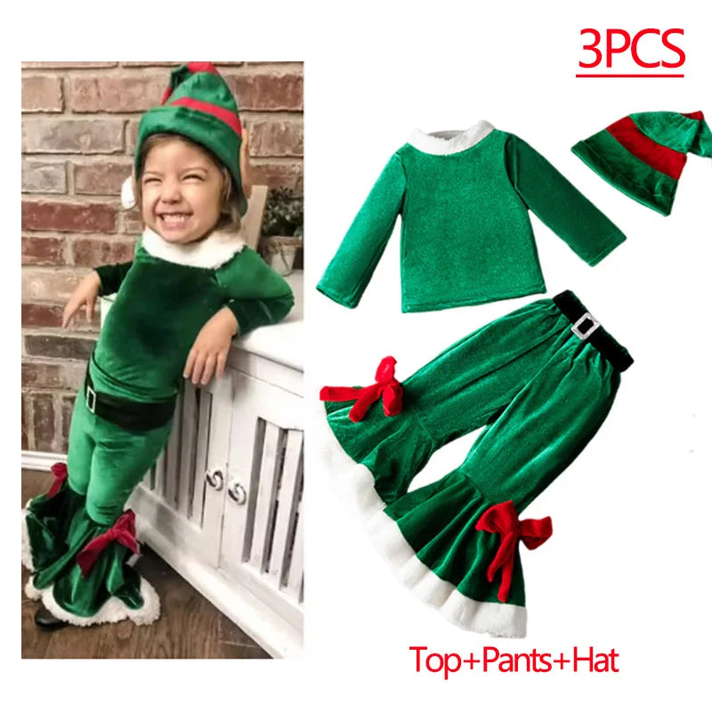 Kids Christmas Elf Costume Set