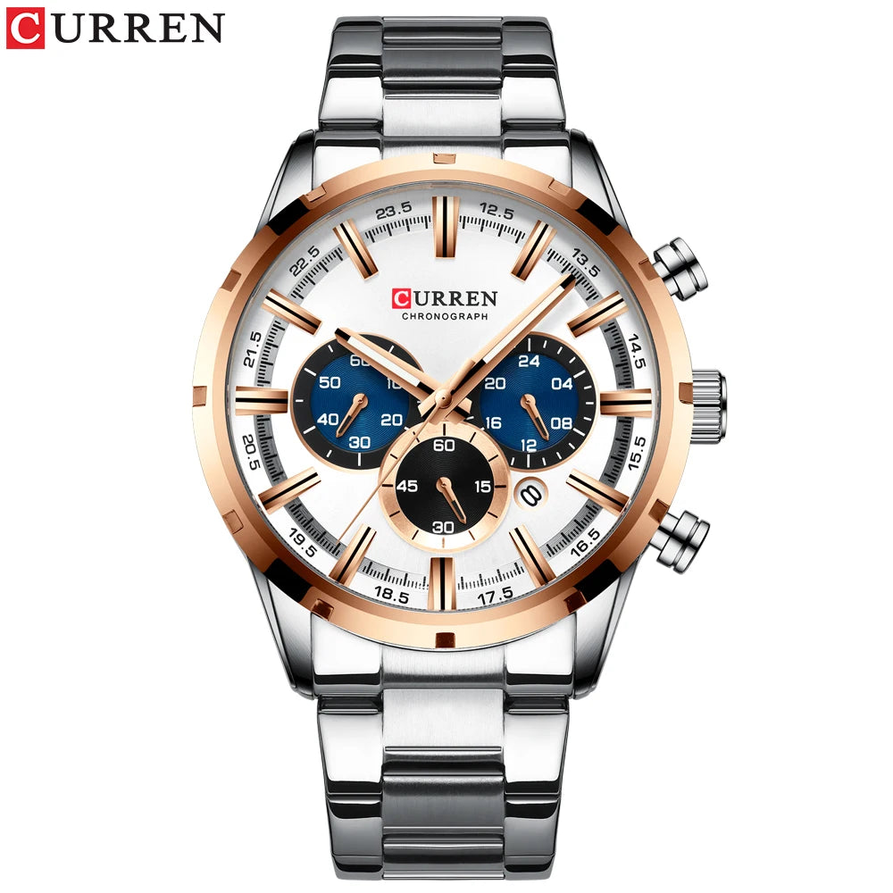 Men’s Watches Top Brand Big Sport Watch Luxury Men Military Steel Quartz Wrist Watches Chronograph Gold Design Male Clock