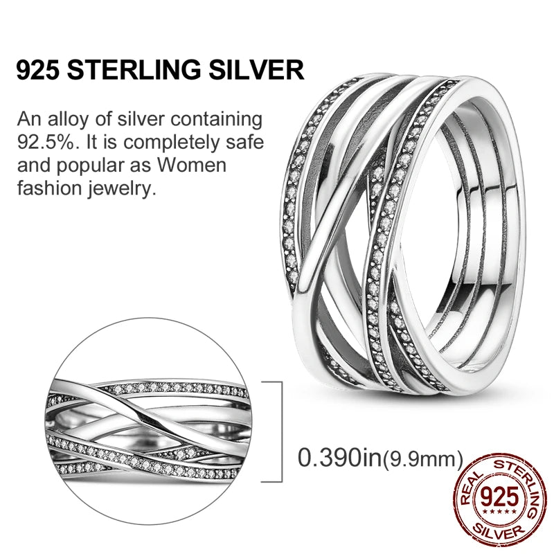 925 Sterling Silver Geometric Butterfly Cocktail Women Ring