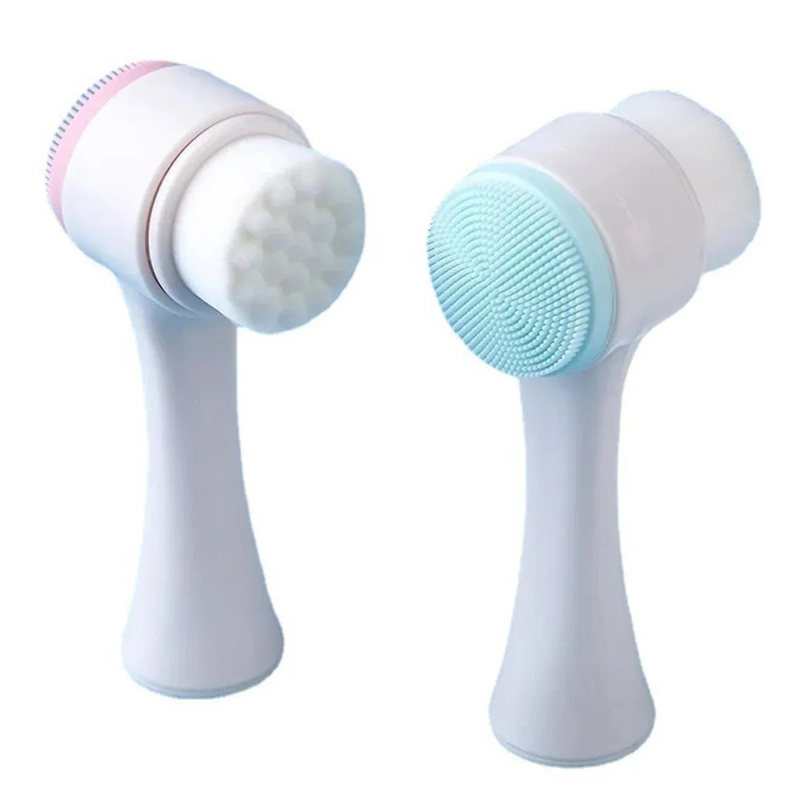 Brosse nettoyante pour le visage en silicone double face - Exfoliant doux